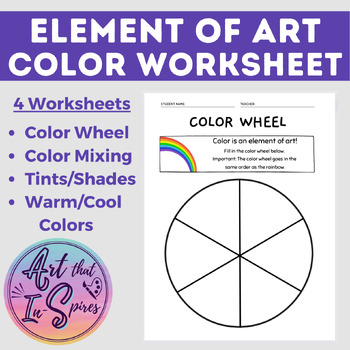 EDITABLE Element of Art: 4 Color Worksheets by Art that In-Spires