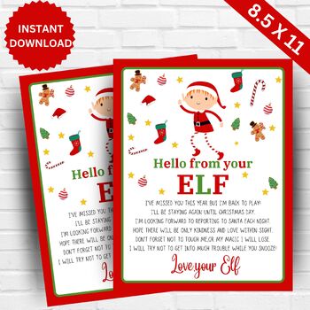 EDITABLE Elf Welcome Letter, Elf Arrival Letter, I'm Back Letter from Elf