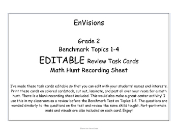 Preview of EDITABLE EnVisions Task Cards Review Benchmark 1-4