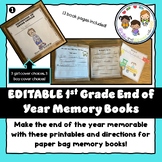 EDITABLE End of Year First Grade Memory Books