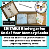 EDITABLE End of Year Kindergarten Memory Book Project