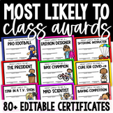 EDITABLE End-of-Year Most Likely To Class Awards for Students
