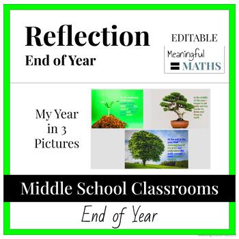 Preview of EDITABLE End of Year Reflection in 3 Pictures - No Prep