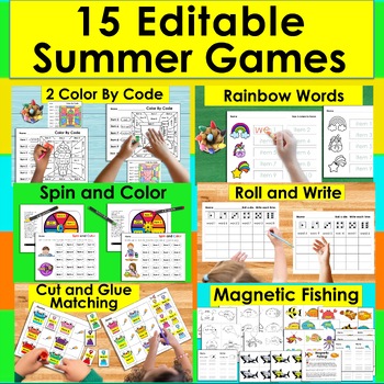 Preview of EDITABLE Summer or End of the Year Review Sight Words 16 Games For ANY LIST