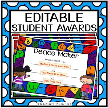 Preview of EDITABLE Student Awards