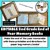 EDITABLE End of the Year Second Grade Memory Books