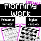 EDITABLE Engaging Morning Work (SPED & Distance Learning)