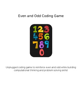 Preview of EDITABLE Even and Odd Coding Math Game Computer Science Algorithms Unplugged