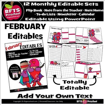 Preview of EDITABLE FEBRUARY -FLIP BOOKS - MONTHLY NEWSLETTERS - CALENDARS - TO-DO-LISTS