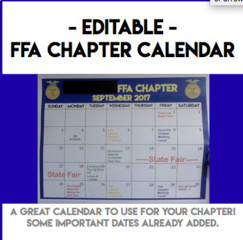 EDITABLE FFA Chapter Calendar (Updated for 2022-2023) by The Apt Ag Teacher