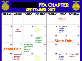 EDITABLE FFA Chapter Calendar (Updated for 2022-2023) by The Apt Ag Teacher