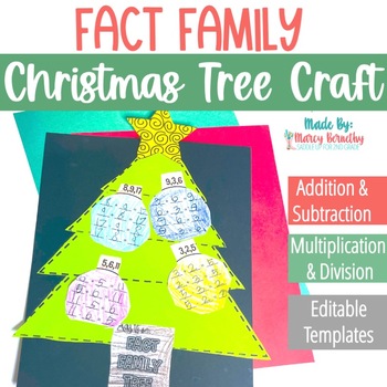 Preview of Fact Family Activity Christmas Math Craft for Christmas Bulletin Board -Editable