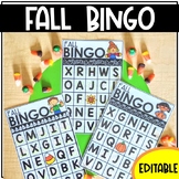 EDITABLE Fall Bingo Cards | Perfect for Letters, Numbers, 