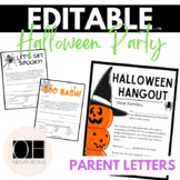 EDITABLE Fall/Halloween Party Parent Letter | Classroom Party 