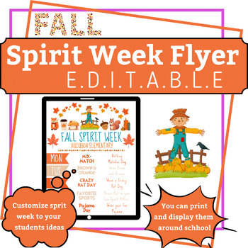 Preview of EDITABLE Fall Spirit Week Flyer