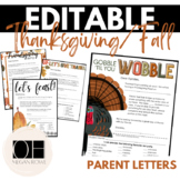 EDITABLE Fall/Thanksgiving Parent Letter | Classroom Party 