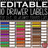 EDITABLE Farmhouse Wooden Shiplap 10 Drawer Rolling Cart Labels