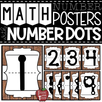 Preview of EDITABLE Farmhouse Wooden Shiplap Number Posters with Number Dots