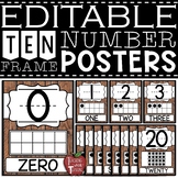 EDITABLE Farmhouse Wooden Shiplap Ten Frame Number Posters 0-20