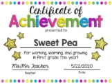 EDITABLE First Grade End of the Year Certificate of Achiev