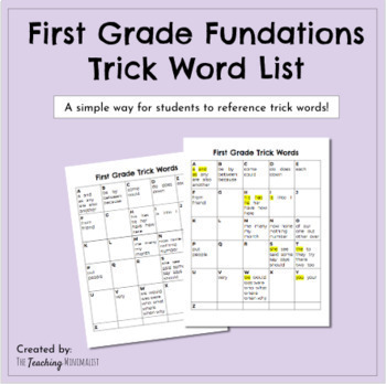 Preview of EDITABLE First Grade Trick Word List / Personal Word Wall