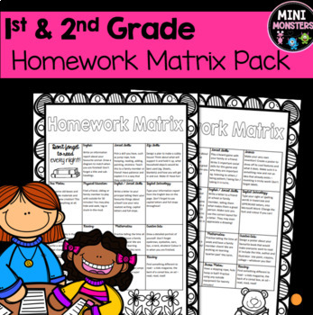 Preview of EDITABLE First and Second Grade Homework Matrix Packet