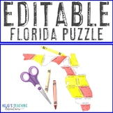EDITABLE Florida Puzzle for Social Studies, Math, ELA, or 
