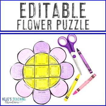 Preview of EDITABLE Flower Puzzle | Create Spring Activities on ANY Topic! Math, Literacy+