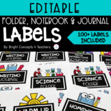 EDITABLE Folder, Notebook & Journal Labels {3.3 x 4 inches}