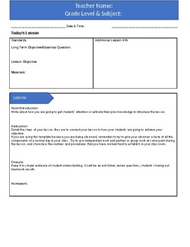 Preview of EDITABLE Formal Lesson Plan Template
