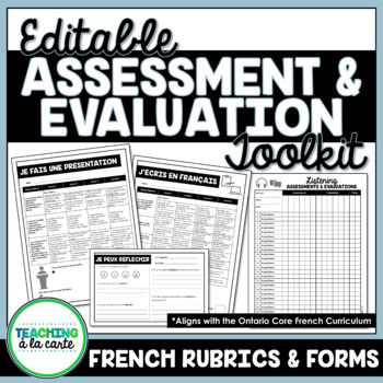 Preview of EDITABLE French Rubrics and Student Checklist Templates