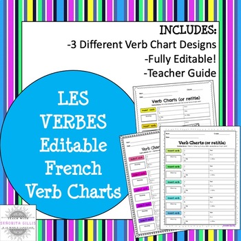 EDITABLE French Verb Charts by Alexandria Gillis | TPT