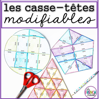 Preview of EDITABLE French vocabulary puzzles