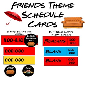 Preview of EDITABLE Friends Schedule Cards