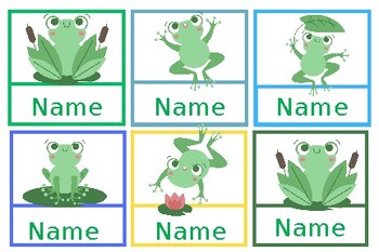 Preview of EDITABLE Frog Name Tags Supply Labels Cubby Labels Book Bin Labels