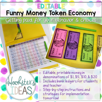 Preview of EDITABLE Funny Money Token Economy Behavior Management System