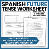 EDITABLE Future Tense Spanish Practice Worksheet | Práctic