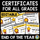 EDITABLE GRADUATION CERTIFICATE END OF THE YEAR CLASSROOM 