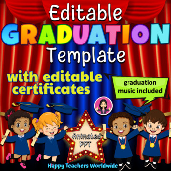 Preview of EDITABLE GRADUATION or MOVING UP SLIDESHOW Template