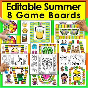 Preview of EDITABLE End of Year Summer Review Game Boards Auto-Fill ANY SIGHT WORDS LIST