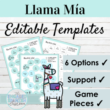 Preview of EDITABLE Speaking Activity Templates Llama Mía | Editable Game