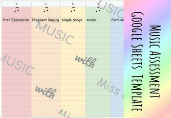 Preview of EDITABLE General Music Assessment Data Template Google Slides
