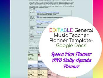 Preview of EDITABLE General Music Teacher Planner Template 