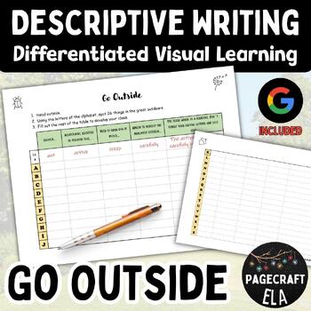 Preview of Go Outside EDITABLE Descriptive Writing Scavenger Hunt | Differentiated | Active