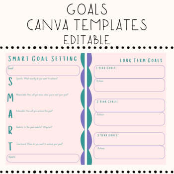EDITABLE Goals Template | Smart and Long Goals | Pastels | TPT