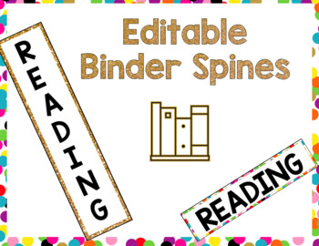 Preview of EDITABLE Gold and Confetti Binder Spines
