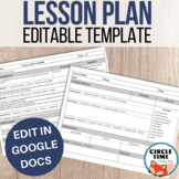 EDITABLE Google Docs Lesson Plan Template, Horizontal Layout, One Page