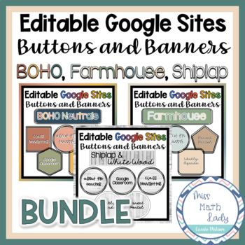 Preview of EDITABLE Google Sites Buttons - Boho, Farmhouse, and Shiplap BUNDLE