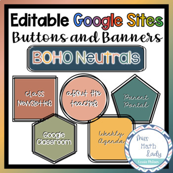 Preview of EDITABLE Google Sites Buttons and Banners - BOHO Neutrals