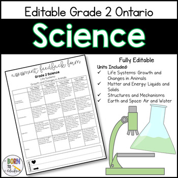 Preview of EDITABLE Grade 2 Ontario Science Rubrics